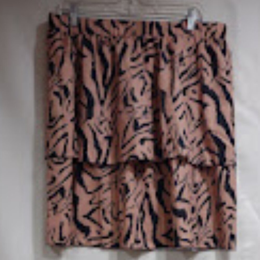 SHEIN FUN FLIRTY BROWN AND BLACK ZEBRA ANIMAL PRINT LAYER RUFFLE MINI SKIRT 2XL